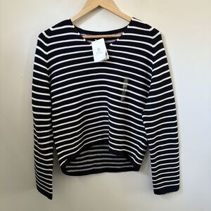 Uniqlo Women’s Sweater Small 3D Knit Blue White Stripe Nautical Pullover NWT